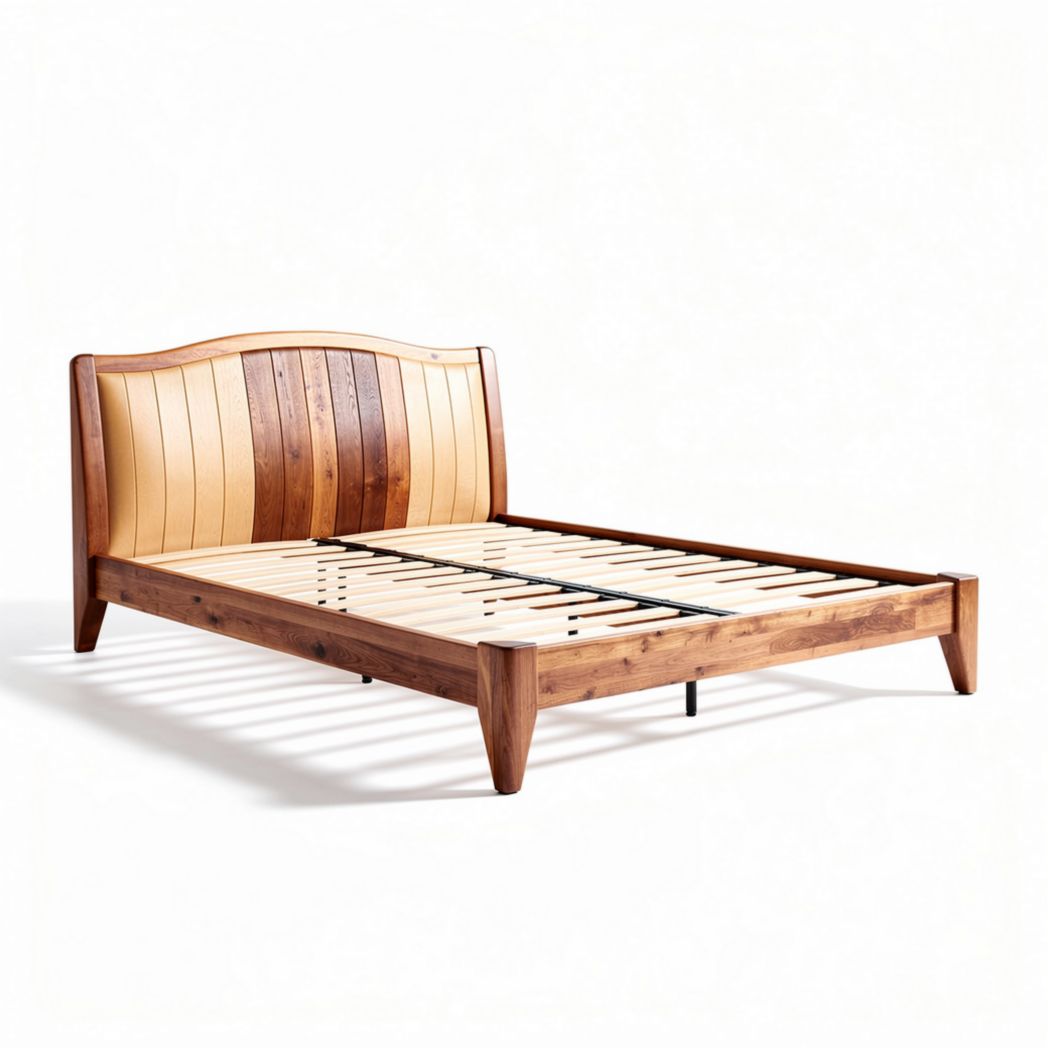 Łóżko drewniane 200 x 160 cm z drewna naturalnego z prostym wezgłowiem