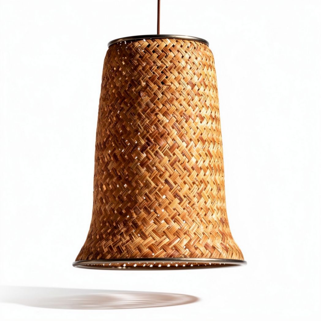Lampa wisząca z wikliny w kolorze brązowym o wymiarach 30 x 30 x 45cm